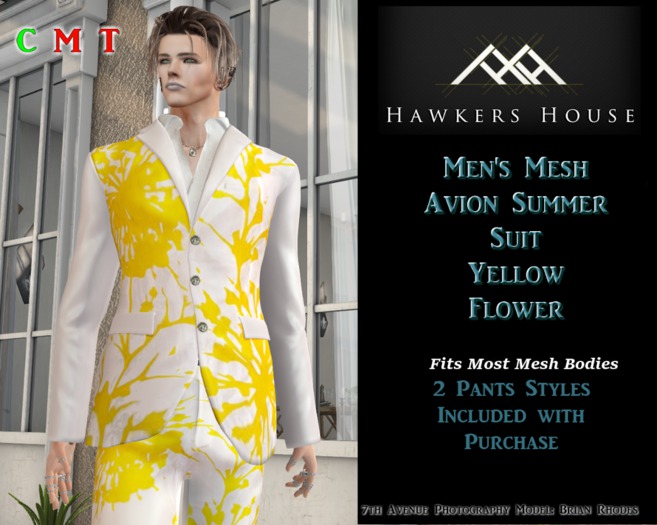 *HH* Men's Mesh Avion Summer Suit Yellow Flower