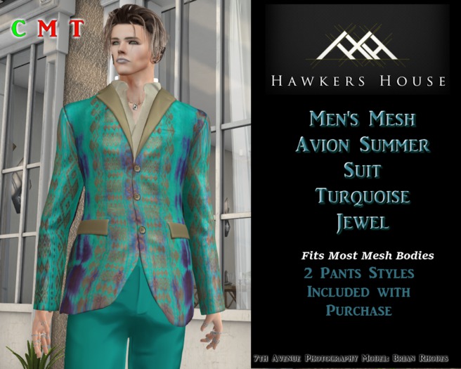 *HH* Men's Mesh Avion Summer Suit Turquoise Jewel
