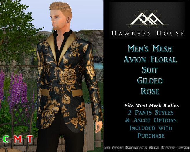 *HH* Men's Mesh Avion Floral Suit Gilded Rose