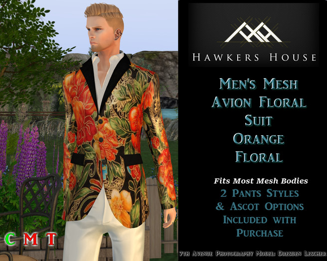 *HH* Men's Mesh Avion Floral Suit Orange Floral