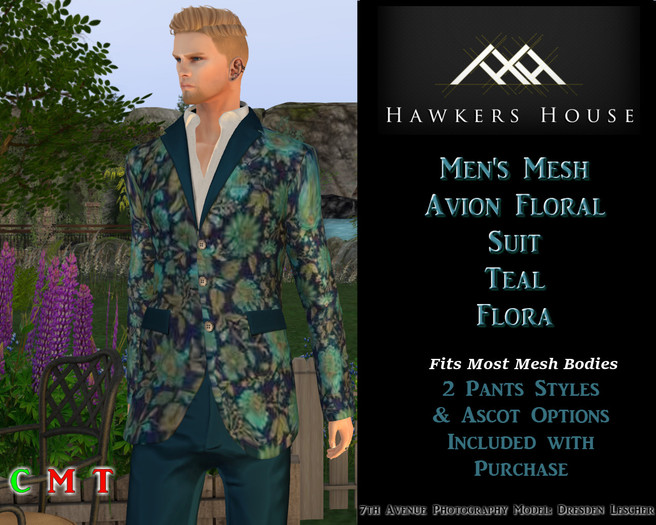 *HH* Men's Mesh Avion Floral Suit Teal Flora