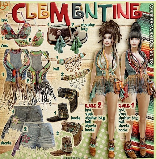 !gO! Clementine - 2 RARE belleza isis bra,vest,shorts and belt