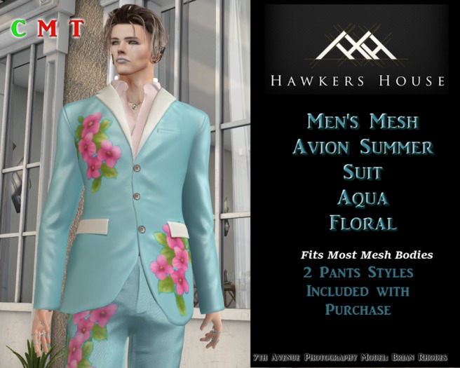 *HH* Men's Mesh Avion Summer Suit Aqua Floral