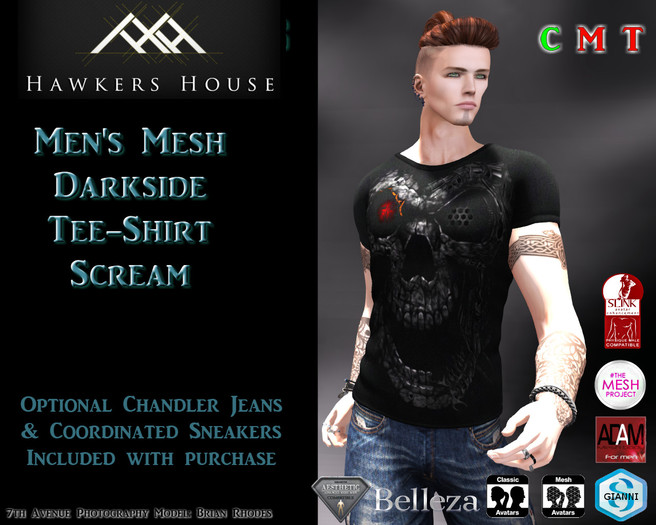 *HH* Men's Mesh Darkside Tee Shirt Scream