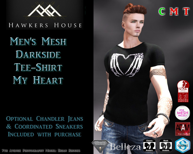*HH* Men's Mesh Darkside Tee Shirt My Heart