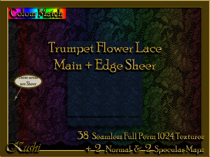 Trumpet Flower Lace Main + Edge Sheer Textures