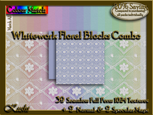 Whitework Floral Blocks Combo Textures