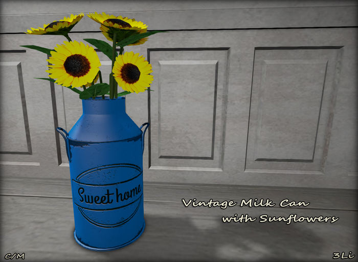 CP- Vintage Milk Can w. Sunflowers