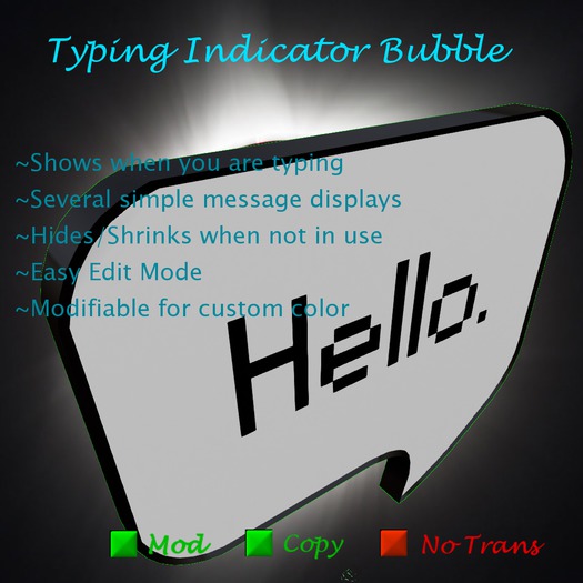 Second Life Marketplace - [MWP] Typing Indicator Bubble