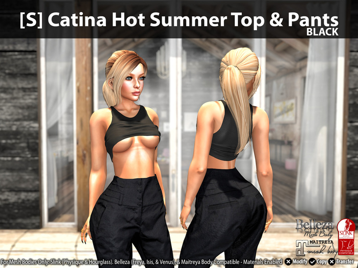 [S] Catina Hot Summer Top & Pants Black