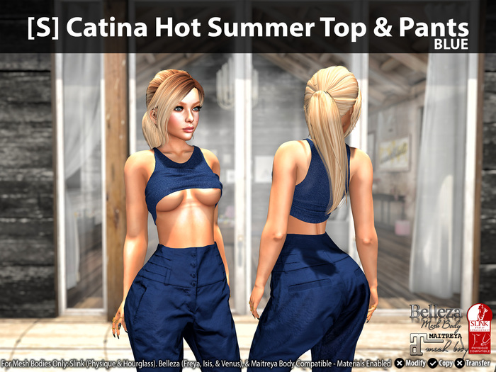 [S] Catina Hot Summer Top & Pants Blue