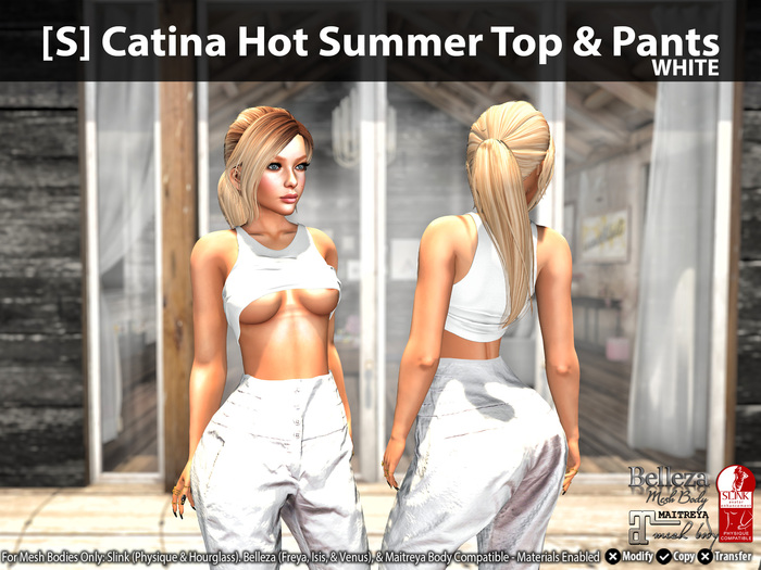 [S] Catina Hot Summer Top & Pants White