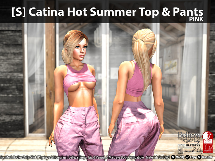 [S] Catina Hot Summer Top & Pants Pink