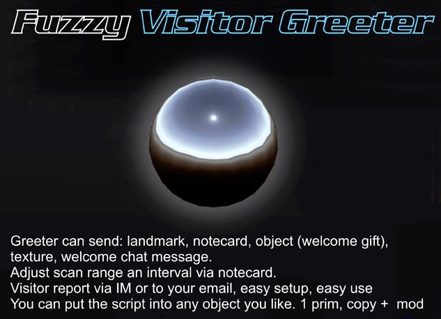 Fuzzy Texture Visitor Greeter / Texture Giver / Landmark Giver / Notecard Giver / Welcome Message / Begrüssung