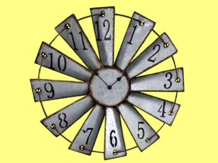 WESTERN ART HOME DECOR  Windmill Clock non-working Plaque Farm, Ranch&Country 3D WALL DECAL Style on 1 Prim C/M ANY SIZE