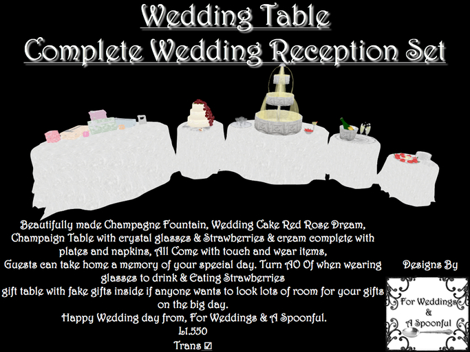 Wedding table complete wedding reception set BOXED )