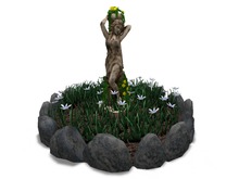 flower bed with statue - Yellow
