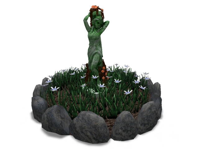 flower bed with statue - Green
