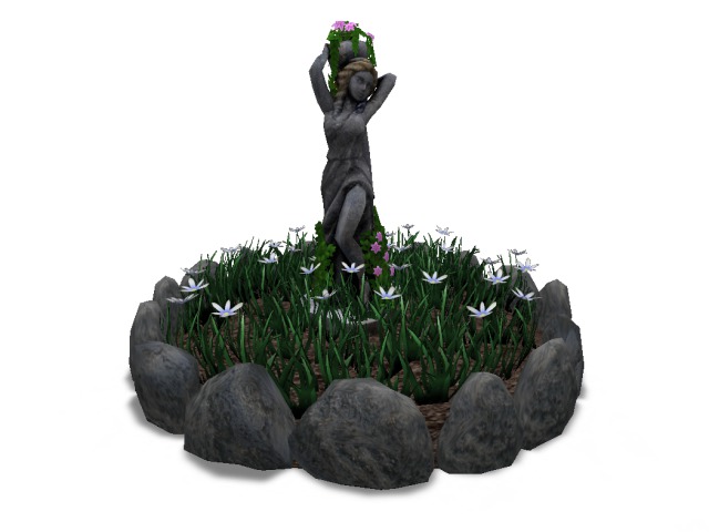 flower bed with statue - Stone