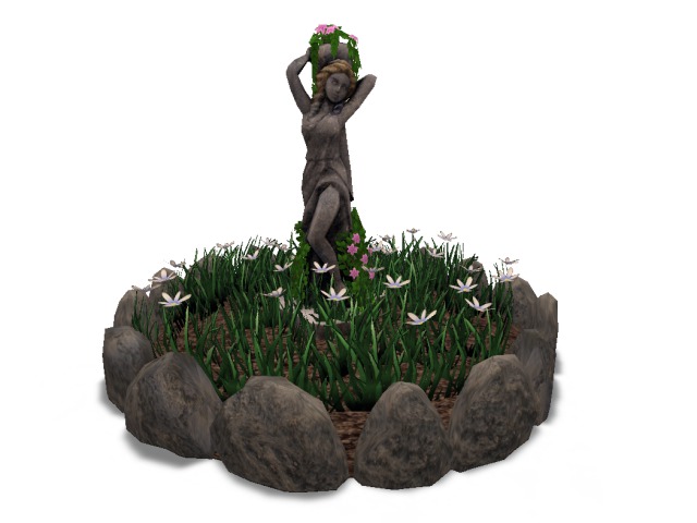 flower bed with statue - Light Stone