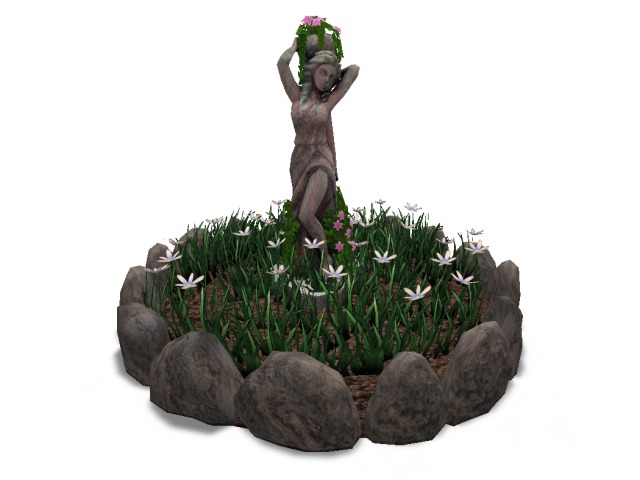 flower bed with statue - Really Light Stone