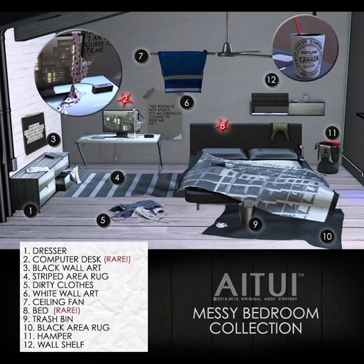 AITUI - Messy Bedroom - Ceiling Fan