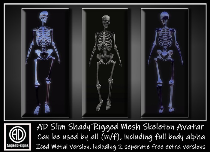 AD Slim Shady Rigged Mesh Skeleton Avatar Iced Metal