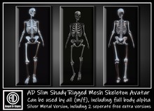 AD Slim Shady Rigged Mesh Skeleton Avatar Silver Metal