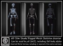 : AD Slim Shady Rigged Mesh Skeleton Avatar Charred Metal