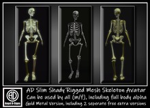 AD Slim Shady Rigged Mesh Skeleton Avatar Gold Metal