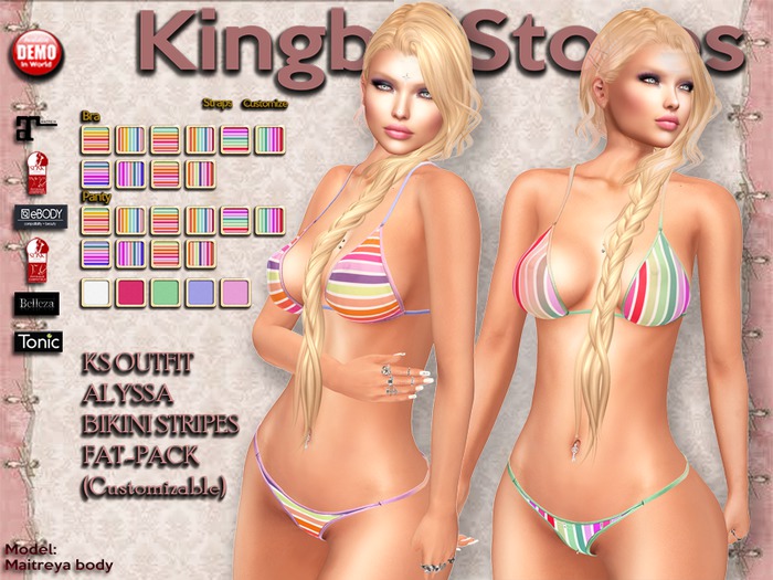 420 KS OUTFIT ALYSSA BIKINI STRIPES FAT-PACK (Customizable)
