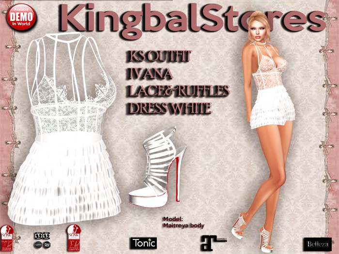 150 KS OUTFIT IVANA LACE&RUFFLES DRESS WHITE