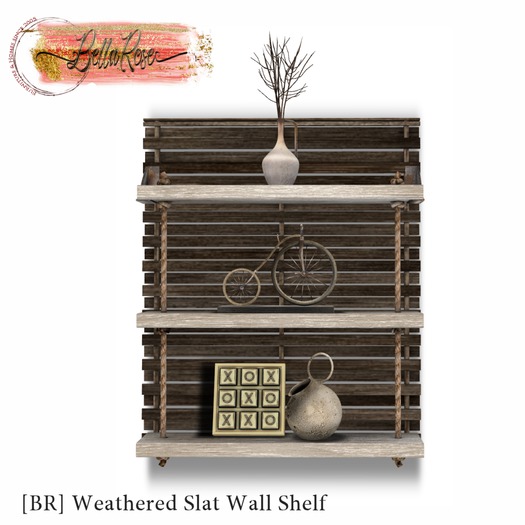 [BR] Weathered Slat Wall Shelf