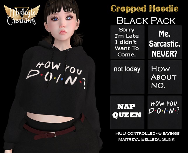 Crop Hoodies Black