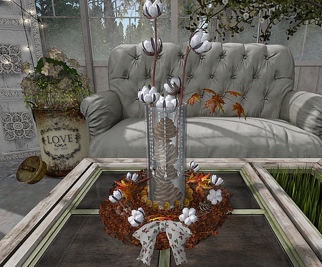 CJ Autumn Wreath with Cotton Branches Box add
