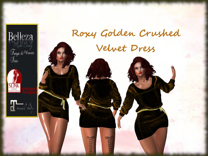 TA Roxy Golden Crushed Velvet Dress