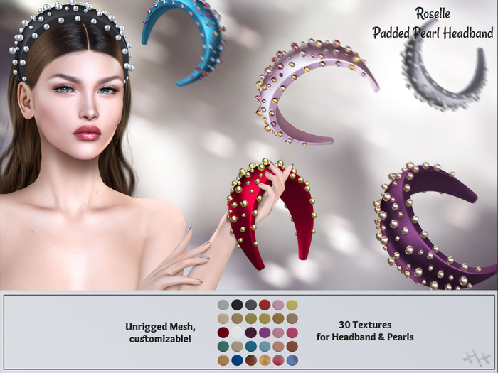 [hh] Roselle Padded Pearl Headband