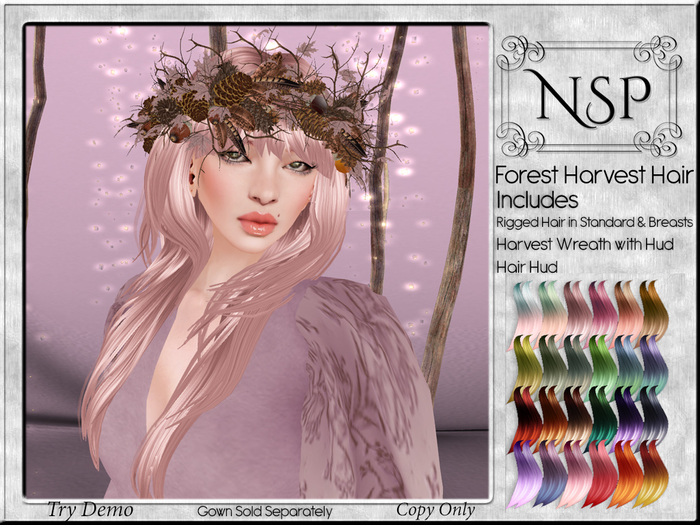 NSP Forest Harvest Hair - Fantasy pkg Hud (unpacked)