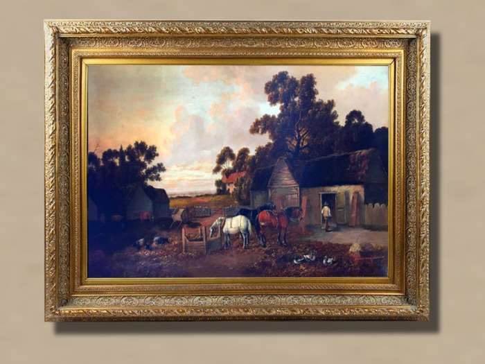 Vintage Painting _  J. B. Cook _Victorian Rustic Farm Landscape 1890