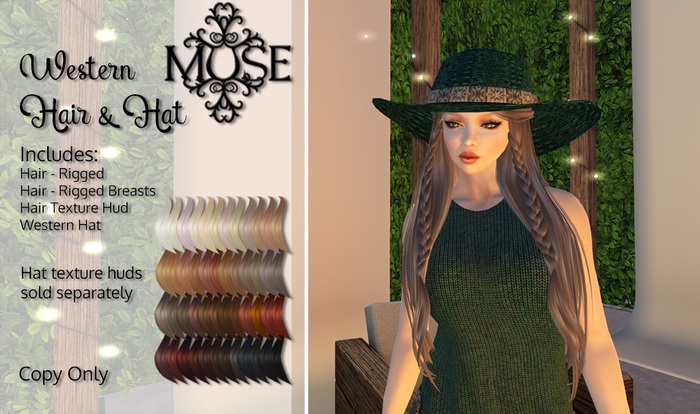 [MUSE] Western Hat with hair - Naturals Relaxed pkg Hud