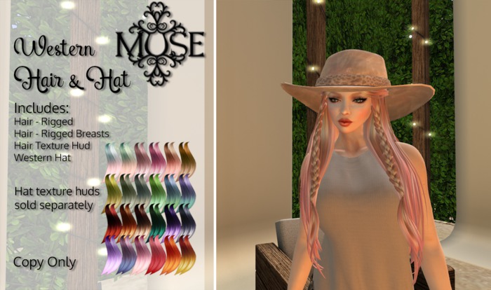[MUSE] Western Hat with hair - Fantasy pkg Hud