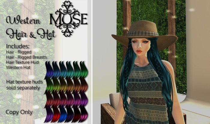 [MUSE] Western Hat with hair - Colors pkg Hud