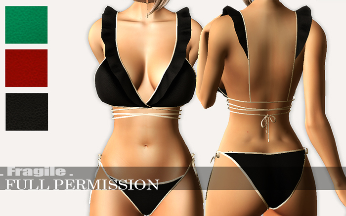 .Fragile. 6 Textures Full Perm for ByCrash Ruffle bra bikini