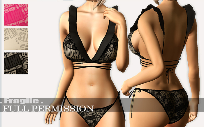 .Fragile. 6 Full Perm Textures for ByCrash Ruffle bra bikini