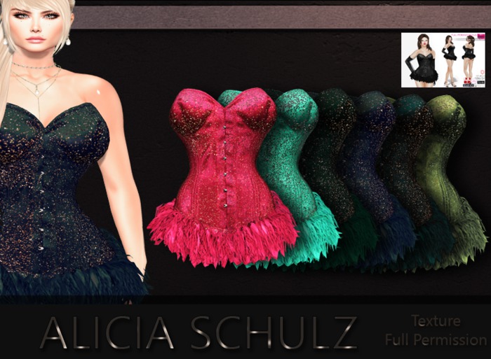 [Alicia Schulz] Texture for Strapless Black Corset SET 2