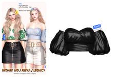 MIWAS / Puff sleeves off-shoulder top "Leather" #Black