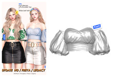 MIWAS / Puff sleeves off-shoulder top "Leather" #White