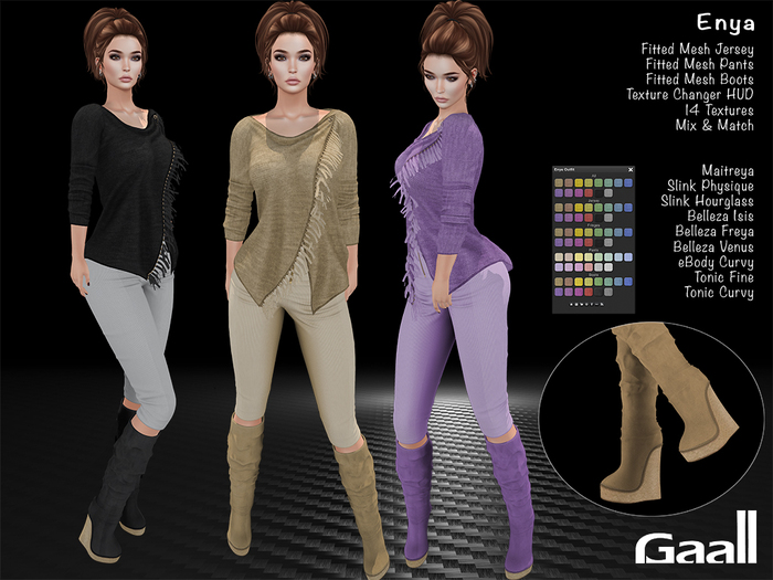 Gaall Enya Outfit - Maitreya Lara, Slink (P, H), Belleza (V, I, F), Tonic (F, C), eBody - 14 Text
