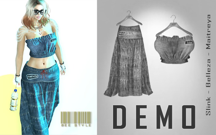 .:Bee:. Funktastic Denim Skirt DEMO