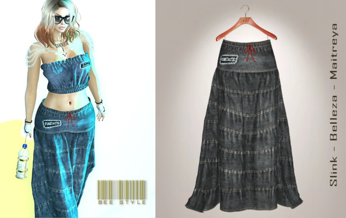 .:Bee:. Funktastic Denim Skirt BLACK